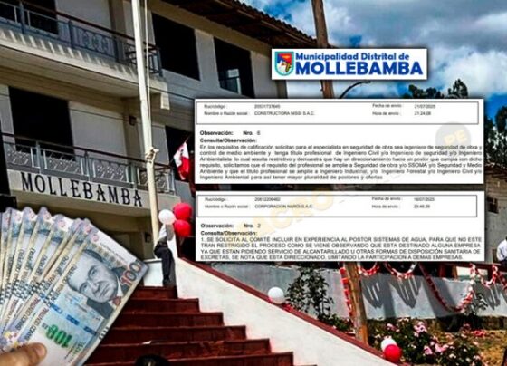 Postores denuncian presunto direccionamiento en licitación de más de S/ 1 millón en el municipio de Mollebamba
