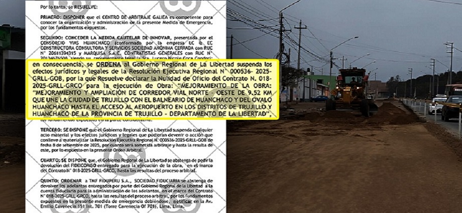 La Libertad: nueva medida cautelar favorece a consorcio y continuará la obra vial Huanchaco