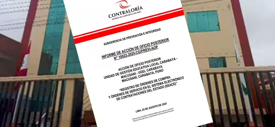 UGEL Carabaya no registró S/ 514 mil en compras públicas SEACE