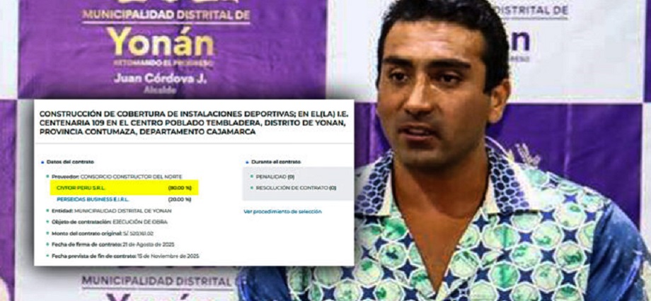 Empresa sin experiencia se consorció para ganar obra de más de s/ 500 mil con gestión de Juan Córdova en Yonán