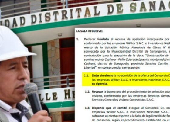 TCP corrige licitación en municipio de Sanagorán y revoca buena pro otorgada a Consorcio Viviano