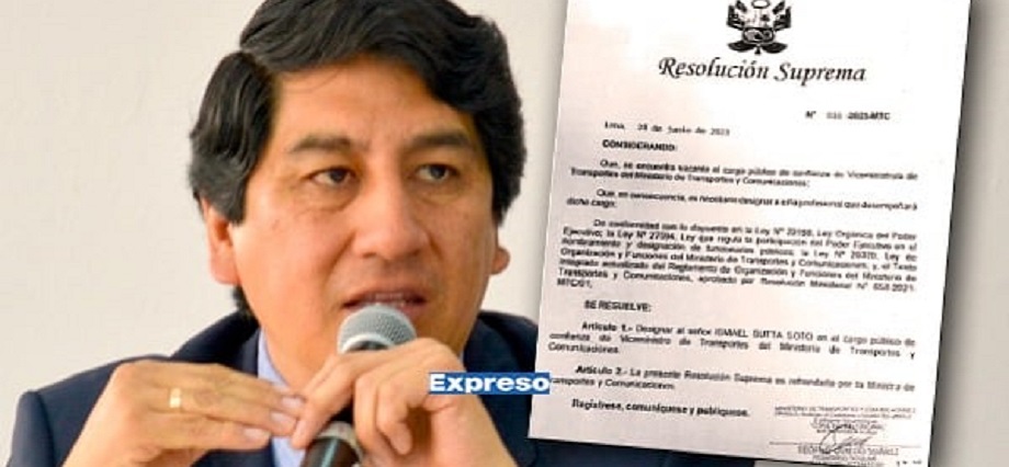 Viceministro de Transportes en la mira por S/ 600 millones: Ismael Sutta viene de gobierno anterior