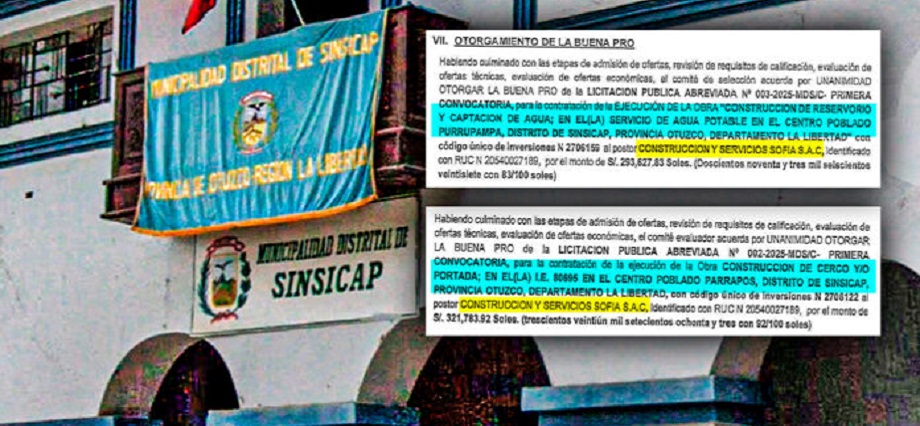 En solo tres días: Construcción y Servicios Sofía obtiene 2 contratos por más de S/ 500 mil en municipio de Sinsicap