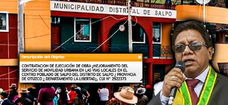 Denuncian que proyecto de pistas y veredas en Salpo podría quedar paralizado por presuntas irregularidades en licitación