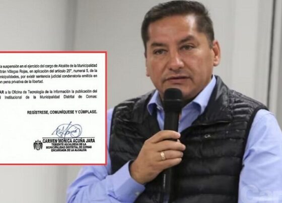 Concejo de Comas suspende a alcalde Ulises Villegas tras condena de 6 años por colusión agravada