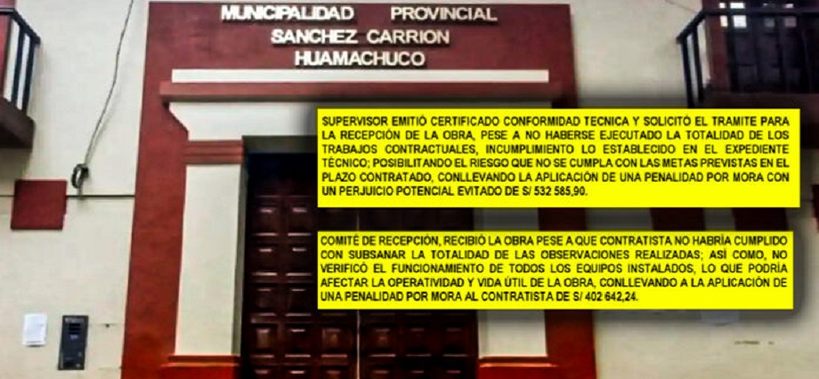 Municipalidad de Sánchez Carrión recepcionó obra pese a mantener observaciones