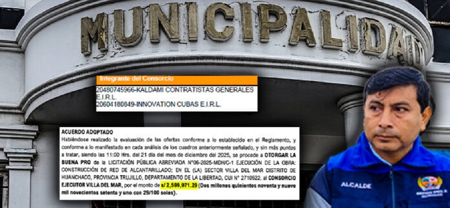 Por segunda vez: empresas forman consorcio y ganan licitación en municipio de Huanchaco por más de S/ 2 millones