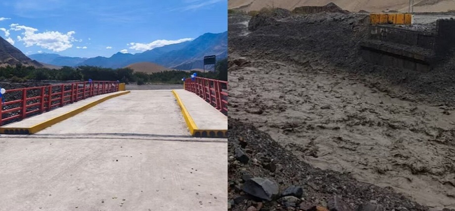 Puente de más de S/1,3 millones colapsa tras intensas lluvias en Moquegua