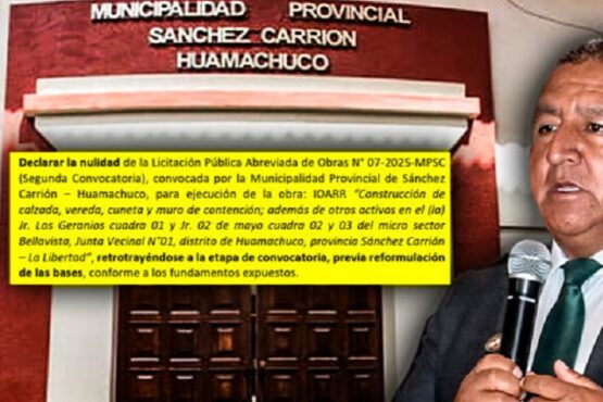Tribunal interviene en municipio de Sánchez Carrión y anula licitación de más de S/ 500 mil