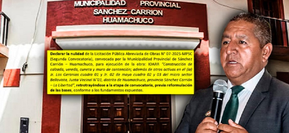 Tribunal interviene en municipio de Sánchez Carrión y anula licitación de más de S/ 500 mil