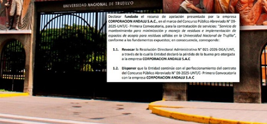Tribunal interviene nuevamente en la UNT por licitación de casi S/ 400 mil