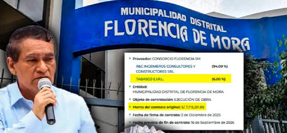 Empresa sin experiencia se consorcia para ganar obra de casi S/ 8 millones en municipio de Florencia de Mora