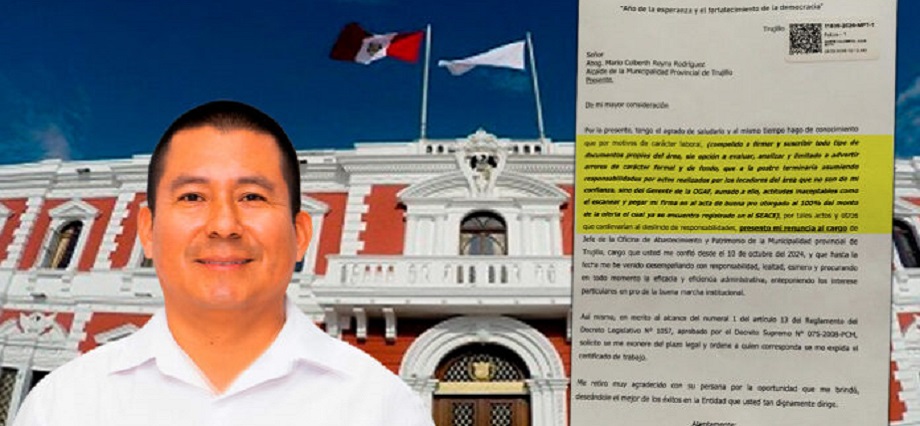 Jefe de Abastecimiento de la MPT renuncia al cargo y denuncia uso ilegal de su firma en acta de buena pro