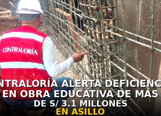 Contraloría alerta deficiencias en obra educativa de más de S/ 3.1 millones en Asillo