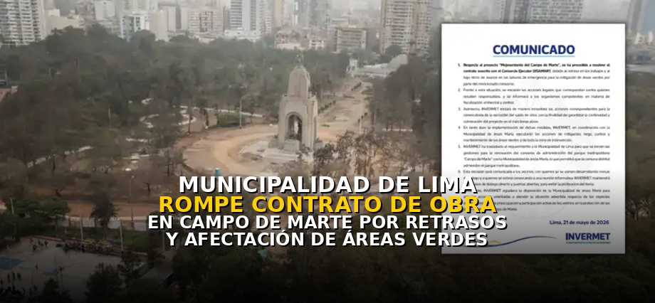 Municipalidad de Lima rompe contrato de obra en Campo de Marte por retrasos y afectación de áreas verdes