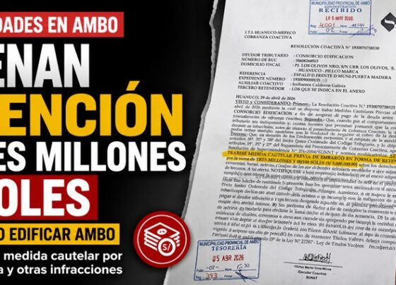 Ordenan retención de tres millones de soles al Consorcio Edificar Ambo por irregularidades