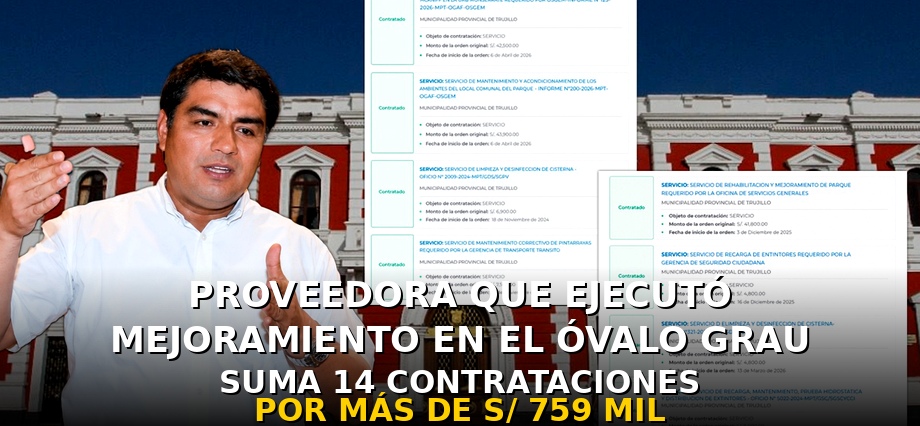 Proveedora que ejecutó mejoramiento en el óvalo Grau suma 14 contrataciones por más de S/ 759 mil