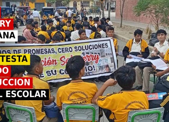 Colegio Salaverry de Sullana realiza una protesta más exigiendo construcción de local escolar