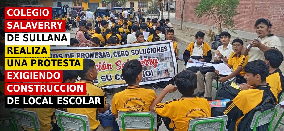 Colegio Salaverry de Sullana realiza una protesta más exigiendo construcción de local escolar