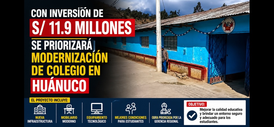 Con inversión de s/ 11.9 millones se priorizará modernización de colegio en Huánuco