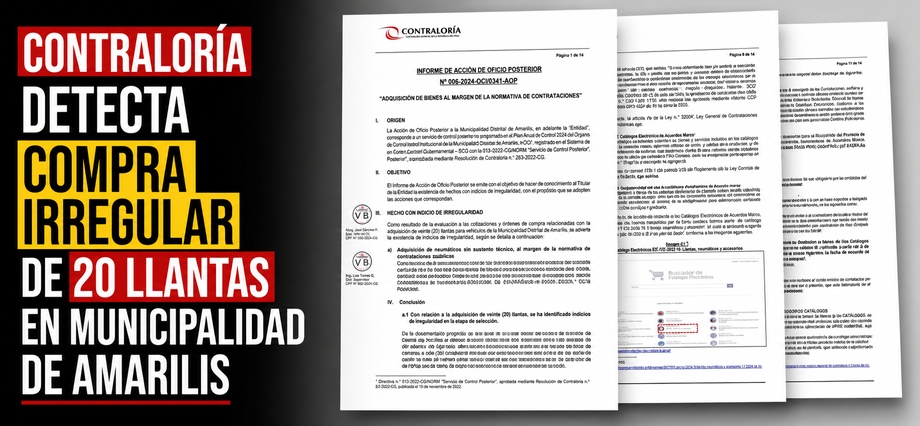 Contraloría detecta compra irregular de 20 llantas en Municipalidad de Amarilis
