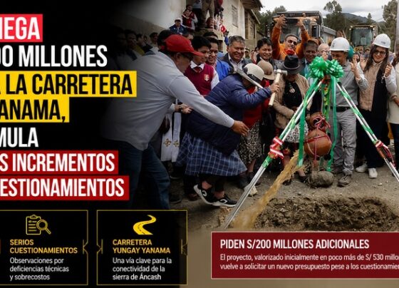 Koki Noriega pide S/200 millones más para la carretera Yungay Yanama, obra acumula millonarios incrementos y serios cuestionamientos