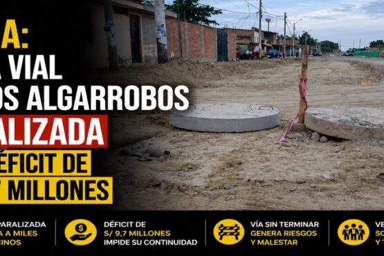 Piura: Obra vial de Los Algarrobos paralizada por déficit de S/ 9,7 millones
