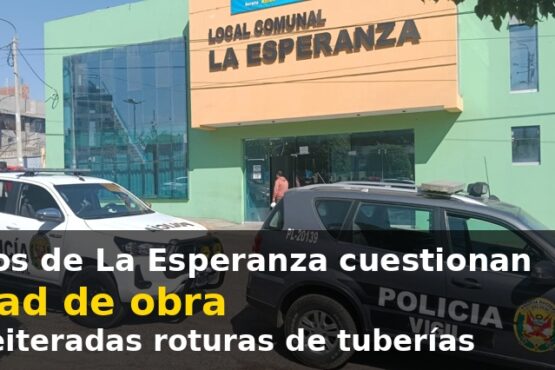 Vecinos de La Esperanza cuestionan calidad de obra tras reiteradas roturas de tuberías