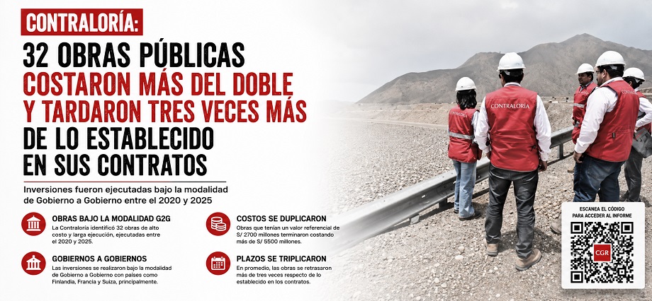 Contraloría: 32 obras públicas costaron más del doble y tardaron tres veces más de lo establecido en sus contratos