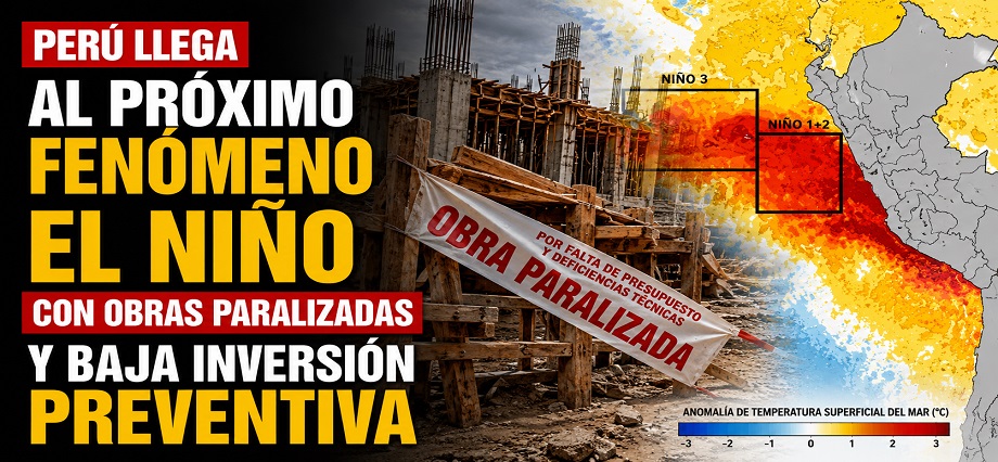 Perú llega al próximo Fenómeno El Niño con obras paralizadas y baja inversión preventiva