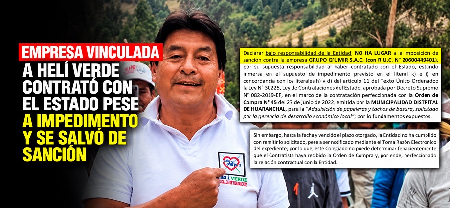 Empresa vinculada a Helí Verde contrató con el Estado pese a impedimento y se salvó de sanción